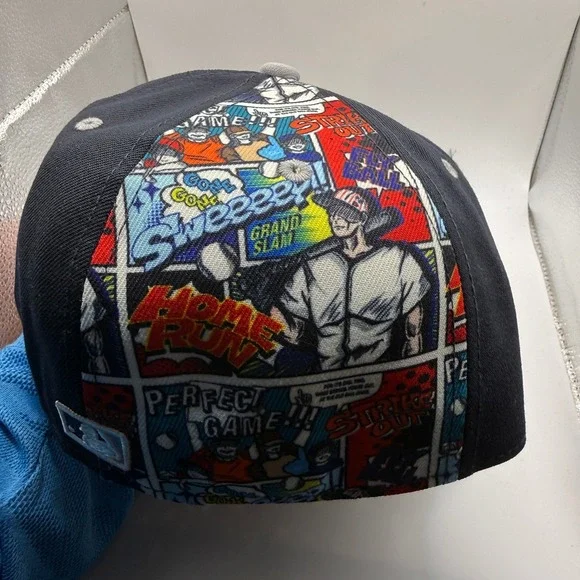 New York Yankees New Era 59FIFTY Fitted Hat 7 3/8 Comic Book Graphic Navy Grey - Picture 5 of 7